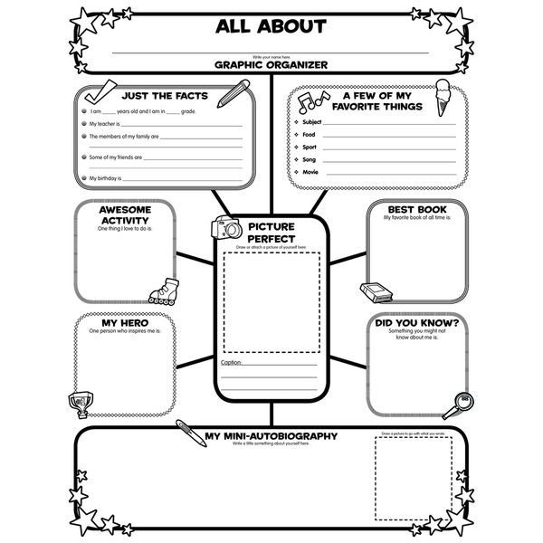Scholastic Graphic Organizer Poster, All-About-Me Web, Grades 3-6, Set of 30 9780545015370